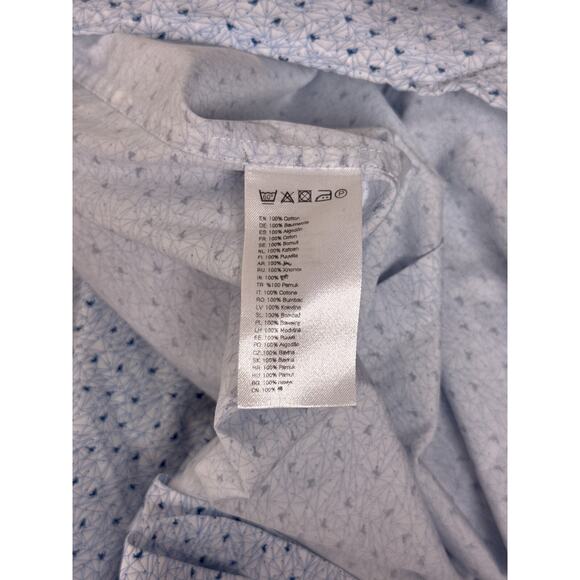 Eton Dress Shirt 42 / 16.5 Mens Contemporary Fit White Blue Bird Print Geometric - Picture 9 of 9